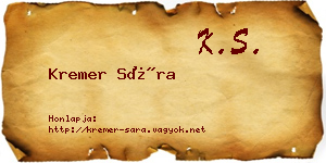 Kremer Sára névjegykártya